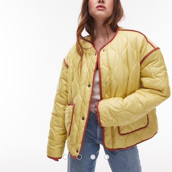 Topshop Jackets & Blazers - TOPSHOP Yellow Quilted Jacket